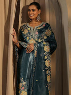 Teeya Creation Teal Color Barsana Silk Pakistani Style Salwar Suit | Grocsy