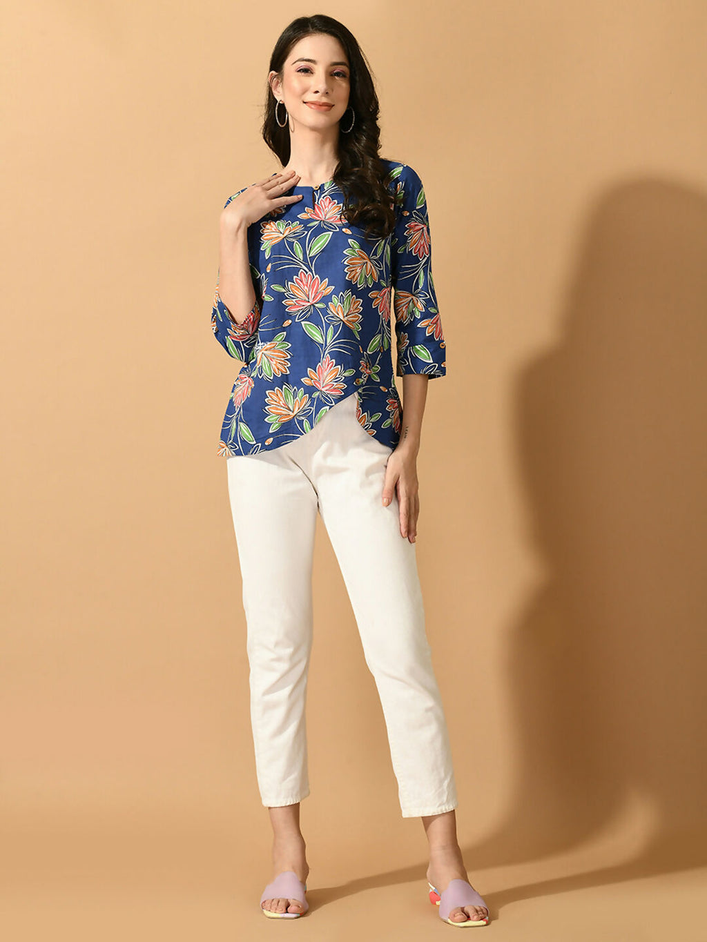 Myshka Women's Blue Printed Party Top | Grocsy