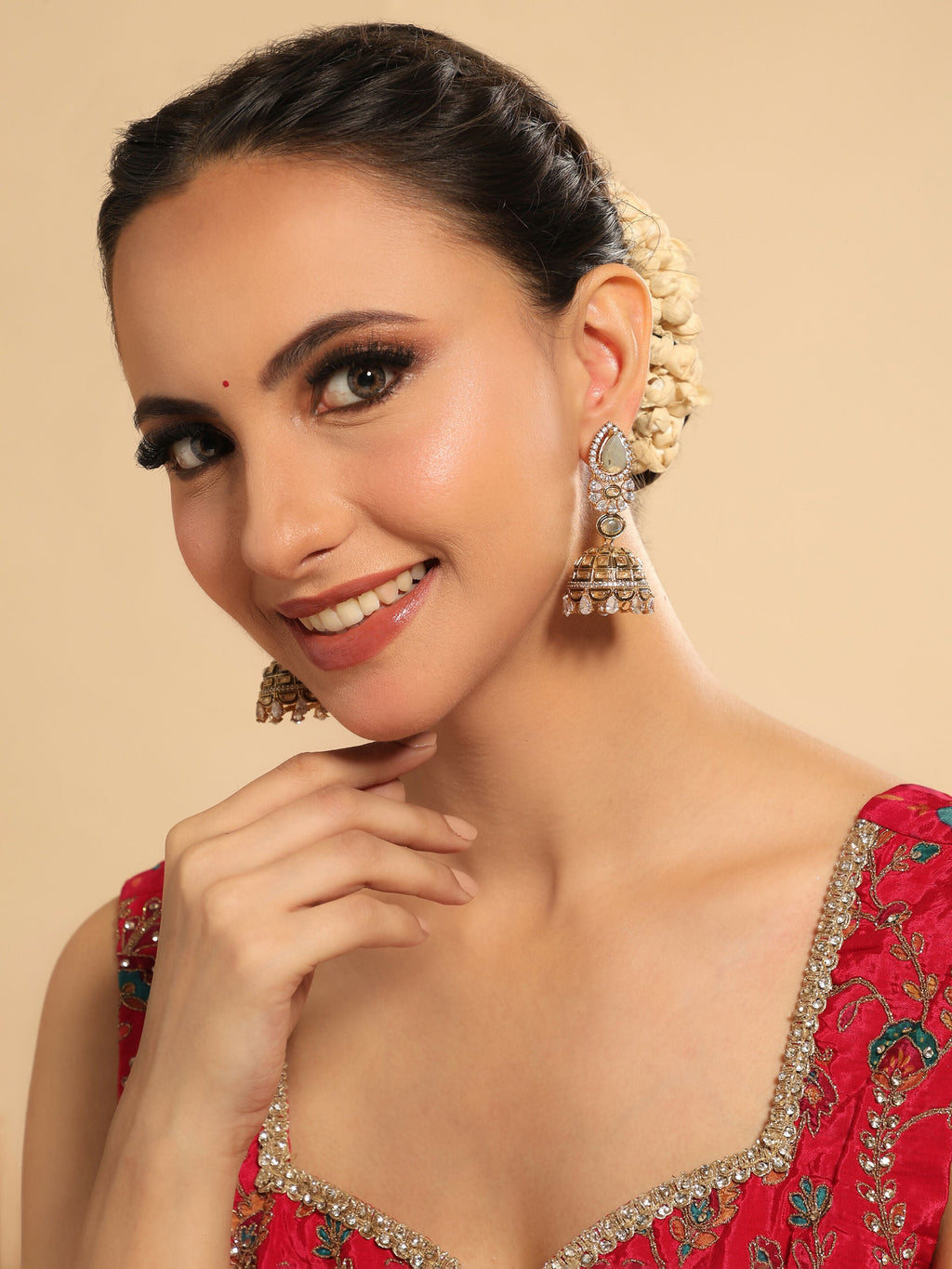 Nuyug 22K Gold Plated Aureate Swirl Jhumki Earrings | Grocsy