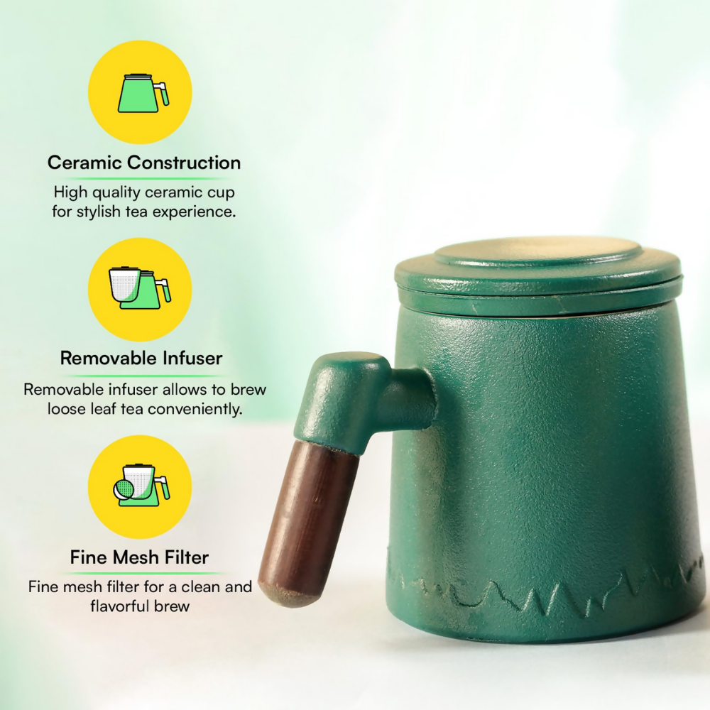 Udyan Tea Infuser Mug - Forest Green | Grocsy