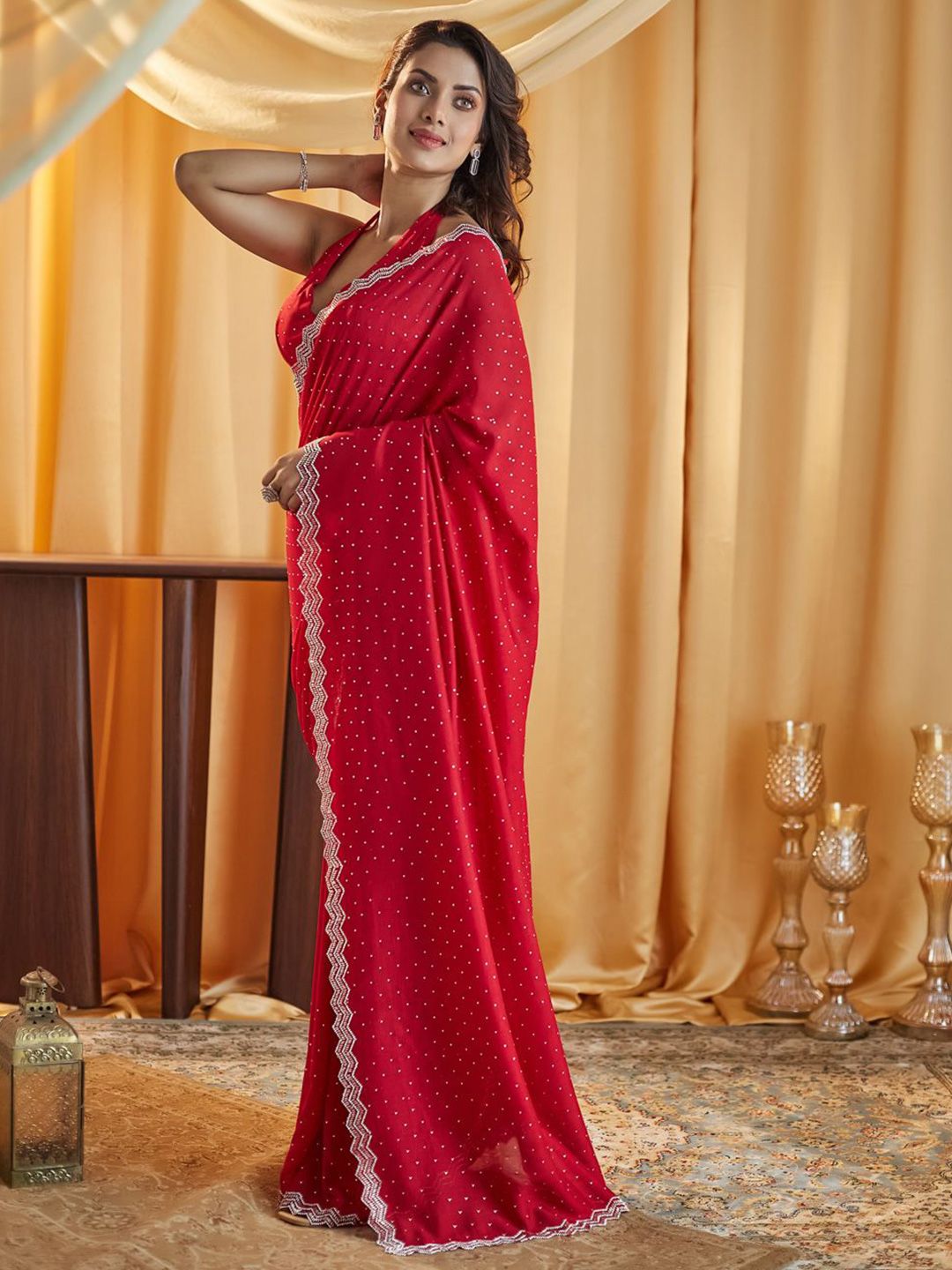 kasee Embellished Beads and Stones Silk Blend Saree | Grocsy