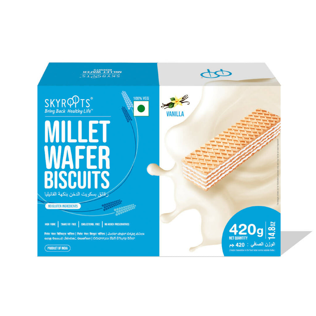Skyroots Millet Wafer Biscuits Vanilla | Grocsy
