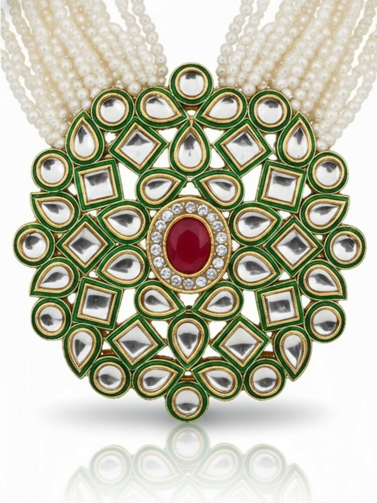 NVR Women Gold Plated White Kundan Jewellery Set | Grocsy