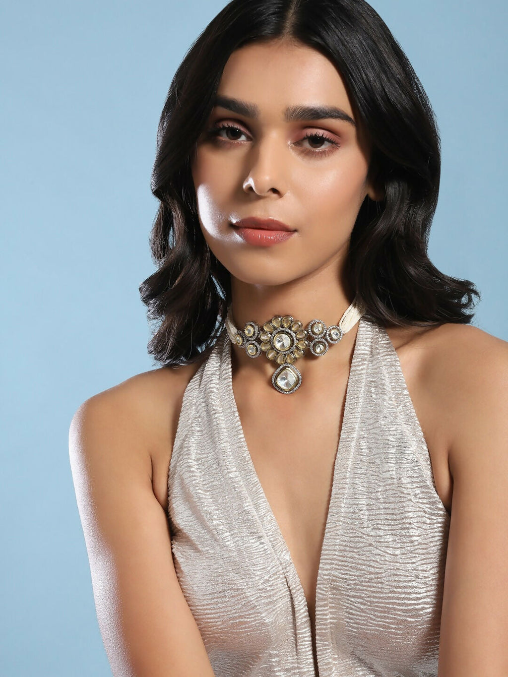 Flower Kundan Choker with Pearls- Ruby Raang | Grocsy