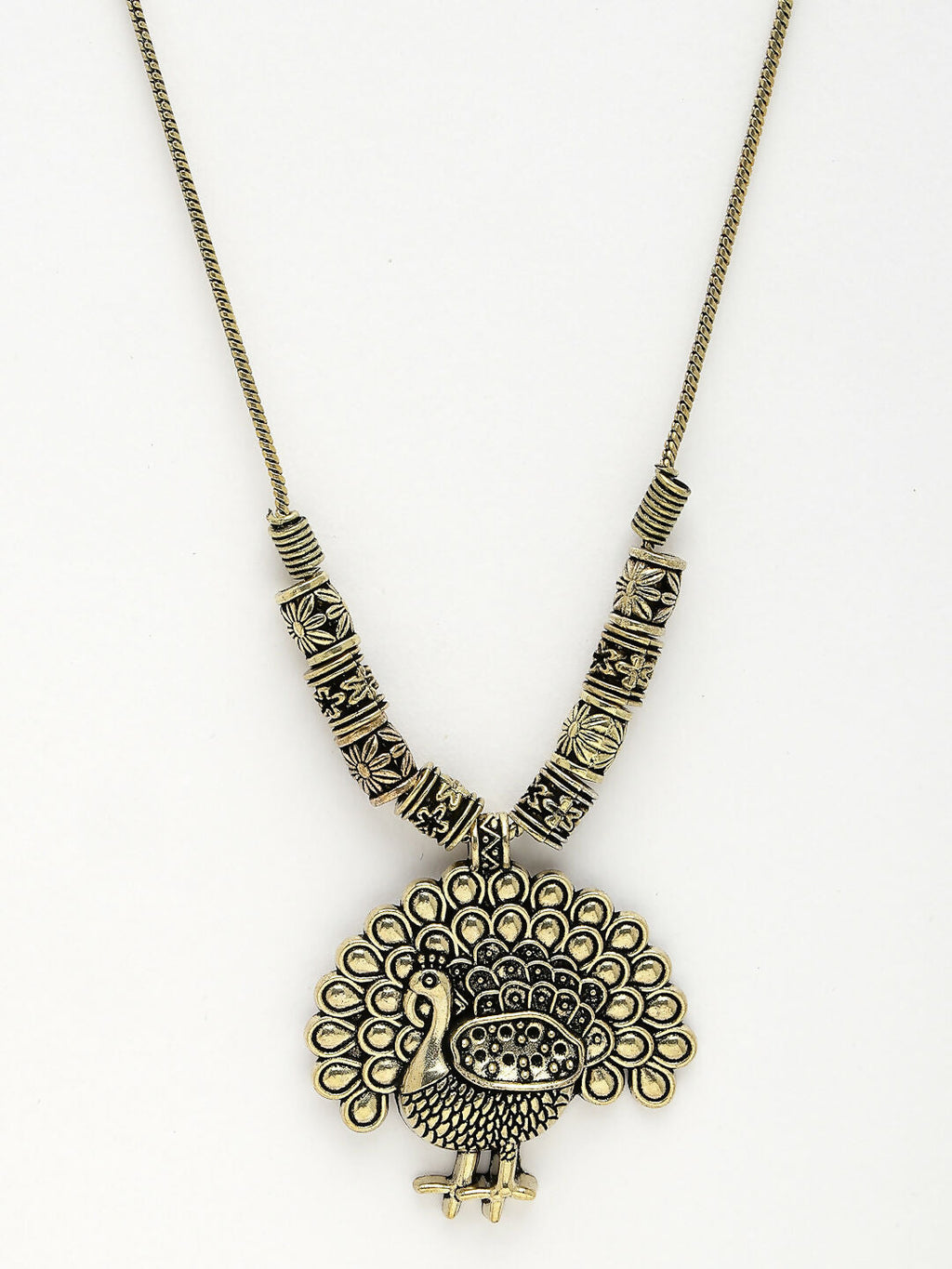 NVR Women's Gold-Polished Peacock Design Pendant with Chain | Grocsy
