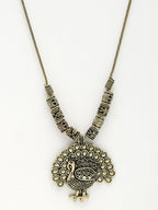 NVR Women's Gold-Polished Peacock Design Pendant with Chain | Grocsy