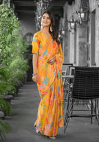 stylish Casual Yellow Imported georgette Ready to Wear Fancy Saree - Ashwini | Grocsy