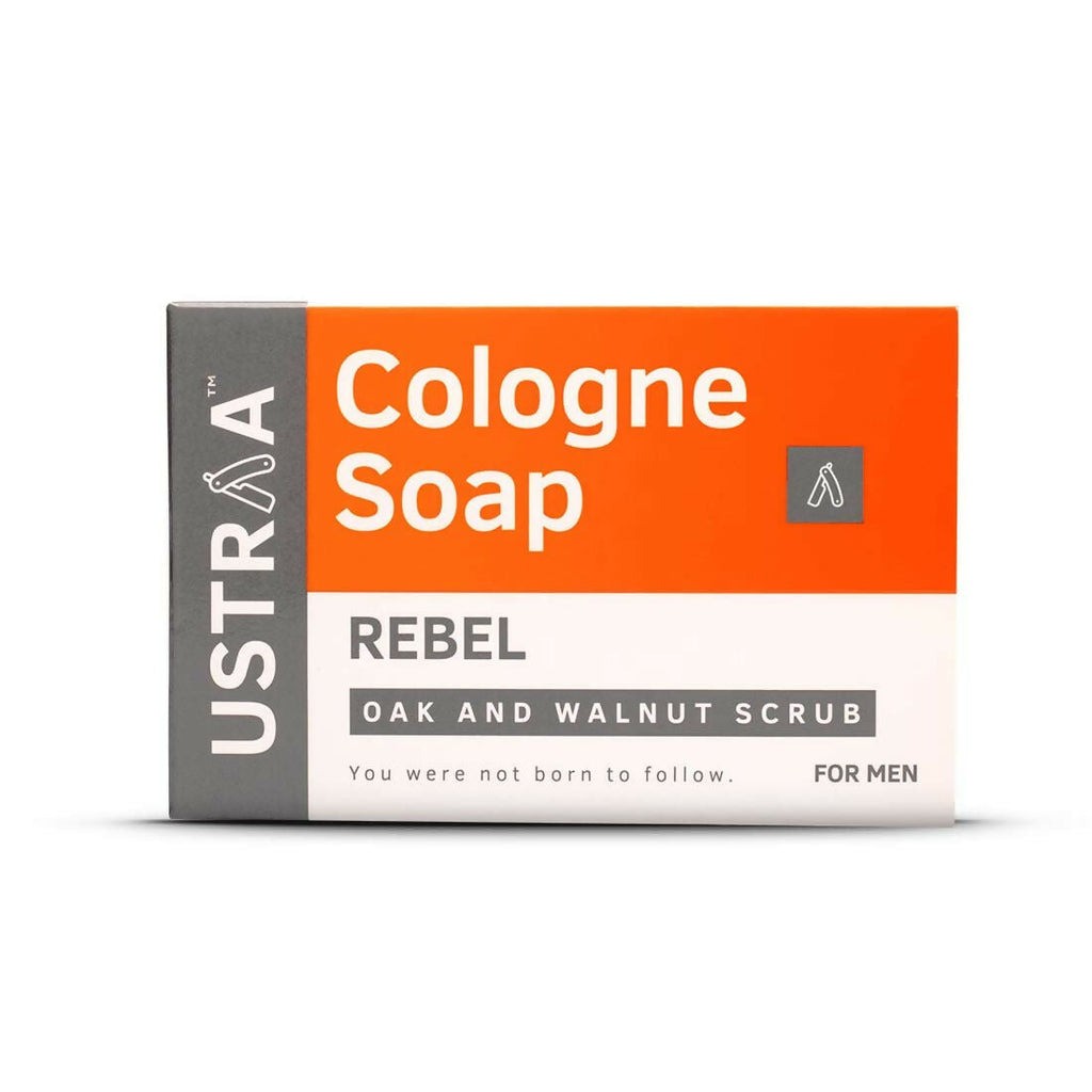 Ustraa Rebel Cologne Soap with Oak & Walnut, Triple-milled Soap, Mild Exfoliation with Walnut Granules | Grocsy