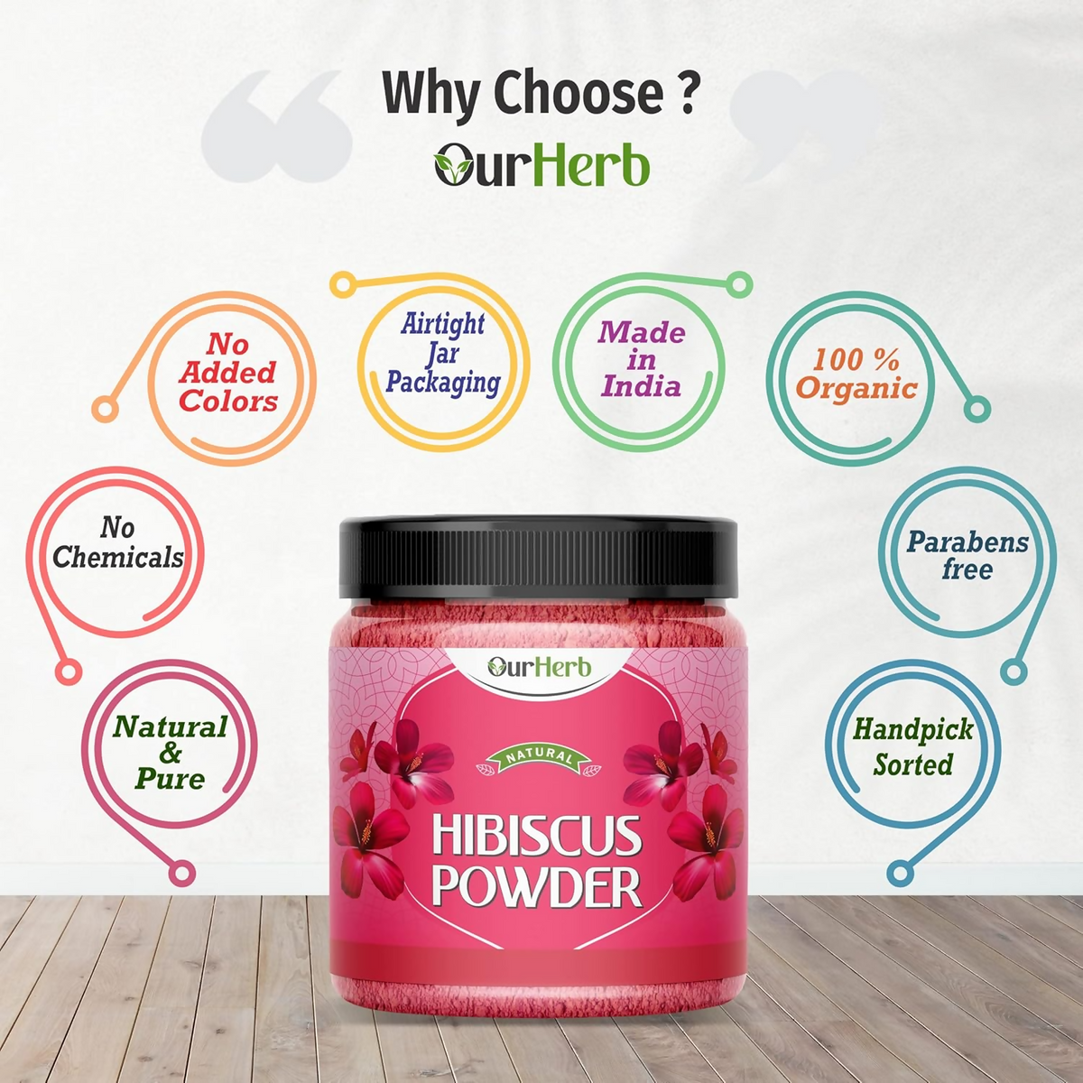 OurHerb Hibiscus Flower Powder For Face Pack And Hair Mask For All Types Of Hair | Grocsy