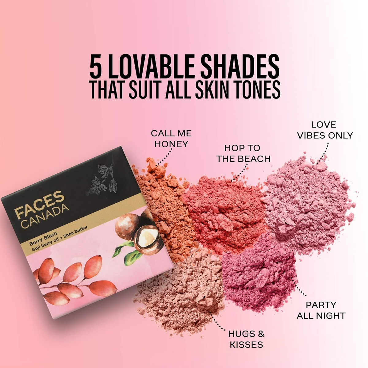 Faces Canada Berry Blush Powder With Goji Berry Oil & Shea Butter | Grocsy