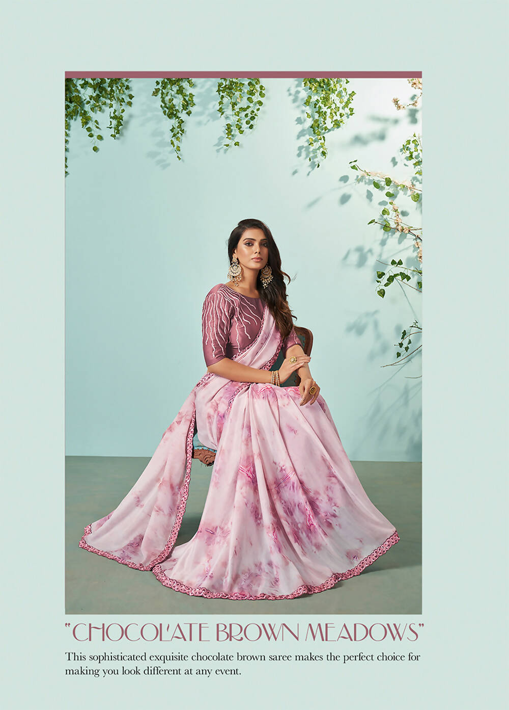 Mauve Crepe Silk Printed Saree With Unstitched Blouse Piece - Norita Ikshita | Grocsy