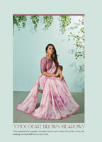Mauve Crepe Silk Printed Saree With Unstitched Blouse Piece - Norita Ikshita | Grocsy