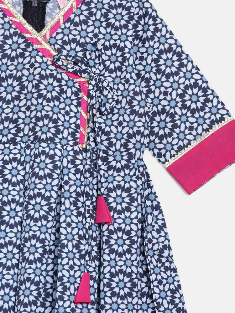 Ahalyaa Multi Crepe Printed Kids Kurta Sharara Set With Dupatta For Girls | Grocsy