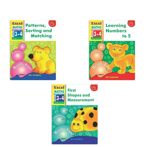 Excel Maths Early Skills Ages 3 - 4 Years (Set of 3) | Mathematics Book for Kids Nursery | Maths Combo Book Set | Grocsy