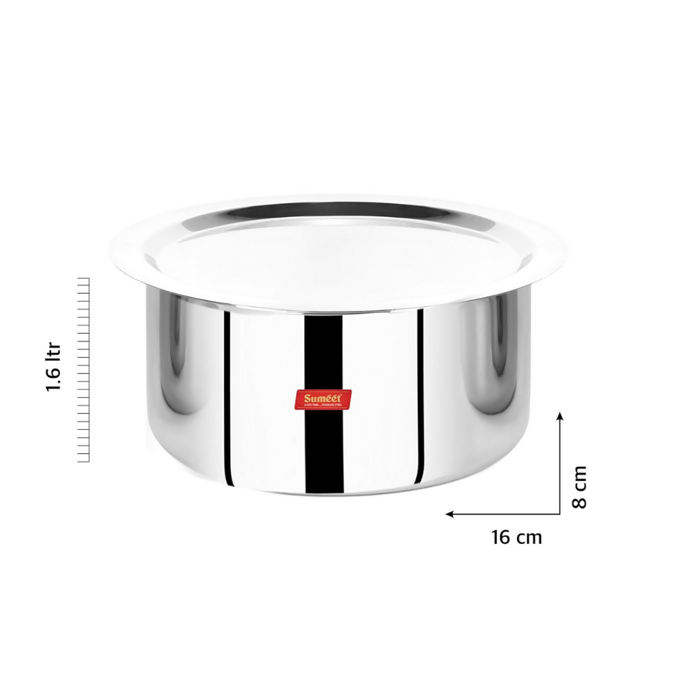 Sumeet Cook Smart Triply Steel-Aluminium-Steel - 3 Layers Tope with Lid - 16 cm | Grocsy