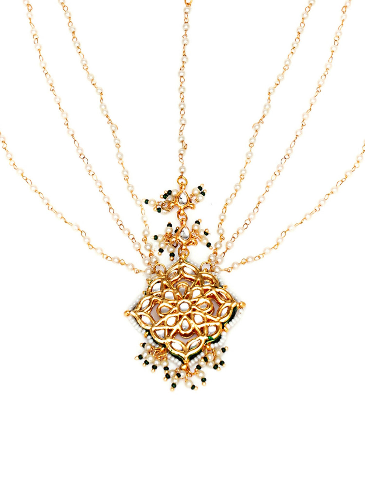 Layered Pearl Matha Patti (Gold) - Ruby Raang | Grocsy