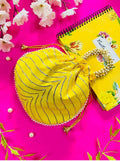 Joban Fashion Pearl Hand Work Potli Bag - Yellow | Grocsy