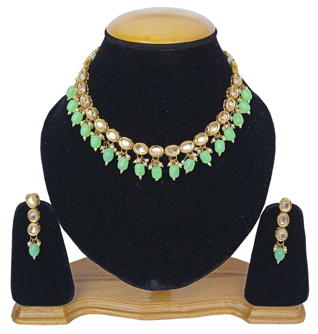 Joban Fashion C.Green kundan work Necklace Set | Grocsy