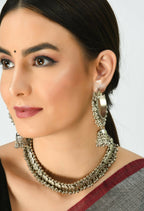 Mominos Fashion Johar Kamal Oxidised Silver-Plated Heart Design Necklace Choker Set For Women | Grocsy