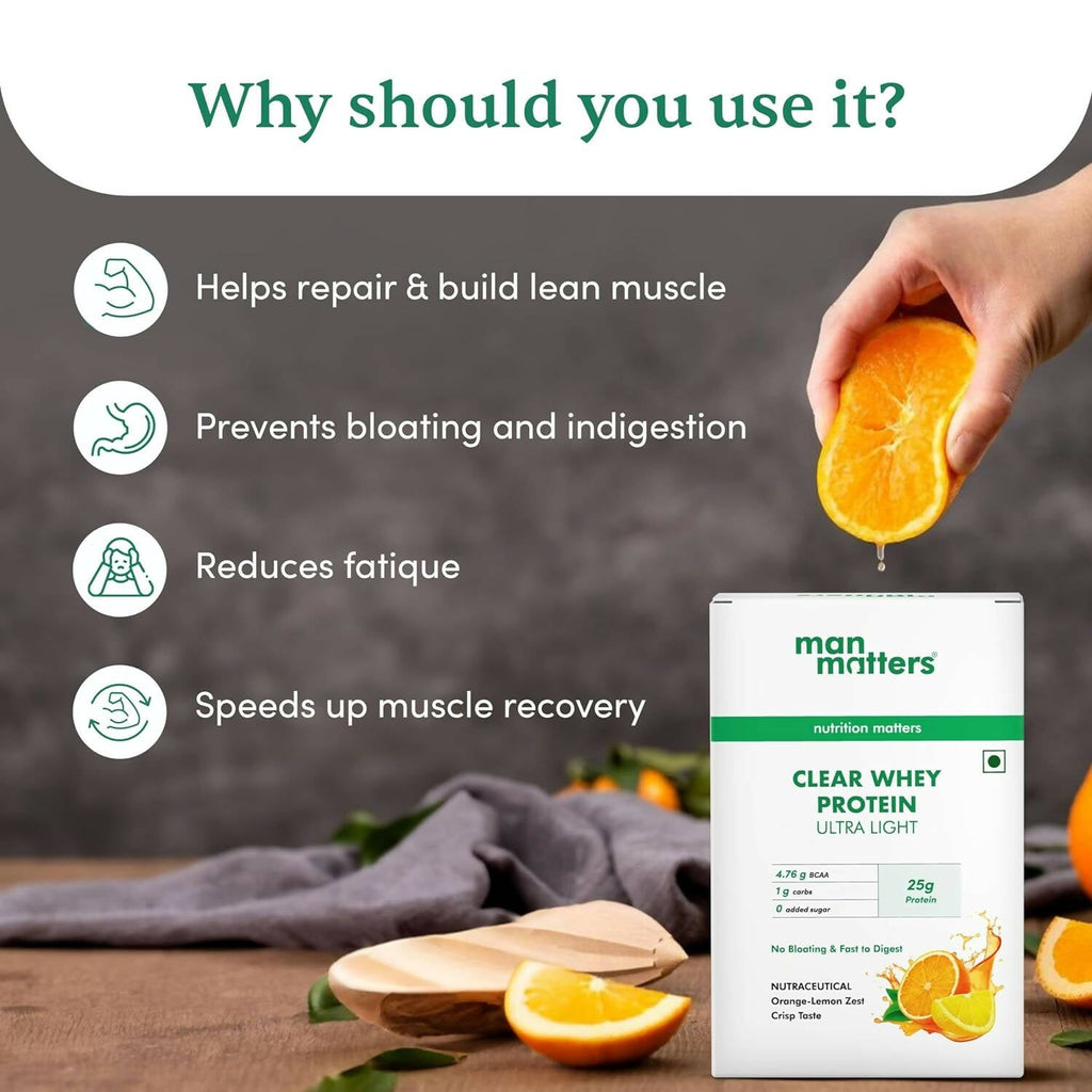 Man Matters Clear Whey Protein Powder - Orange Flavor | Grocsy
