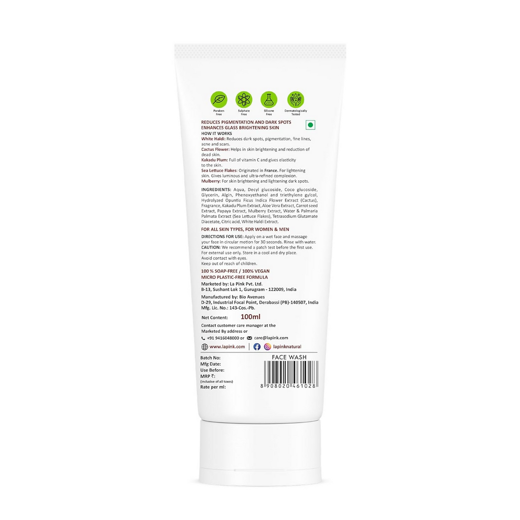 La Pink Ideal Bright White Haldi Face Wash | Grocsy