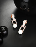 Priyaasi Women White American Diamond Rose Gold-Polished Drop Earrings - Noz2Toz
