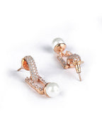 Priyaasi Women White American Diamond Rose Gold-Polished Drop Earrings - Swadesiicart