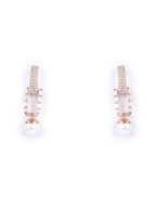 Priyaasi Women White American Diamond Rose Gold-Polished Drop Earrings - Swadesiicart