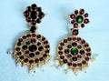 Elite Trading Chandelier Kempu Stone Earrings for Women & Girls Traditional South Indian Jewelry | Grocsy
