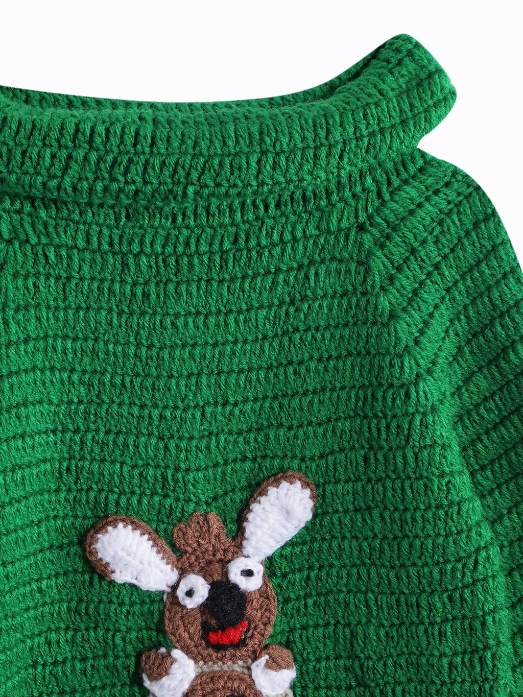 Chutput Kids Woollen Hand Knitted Full Sleeves Kangaroo Detail Cardigan For Baby Boys - Green | Grocsy
