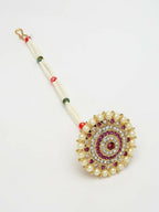 NVR Women's Gold-Polished CZ Stone-Studded Borla Maang Tikka | Grocsy