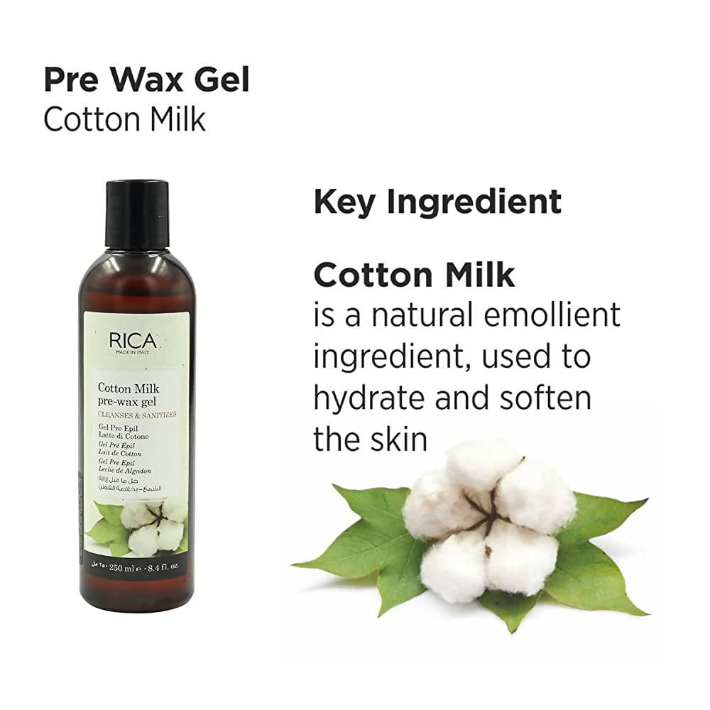 Rica Cotton Milk Pre-Wax Gel Cleansing Waxing Hair Cleaning with Naural Extracts for Hydration & Softening Skin | Grocsy