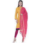 A R Silk Gajari Color Golden Border Dupattas and Chunnis | Grocsy