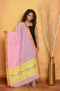 Very Much Indian Handloom Pure Cotton Paithani Dupatta Pink | Grocsy