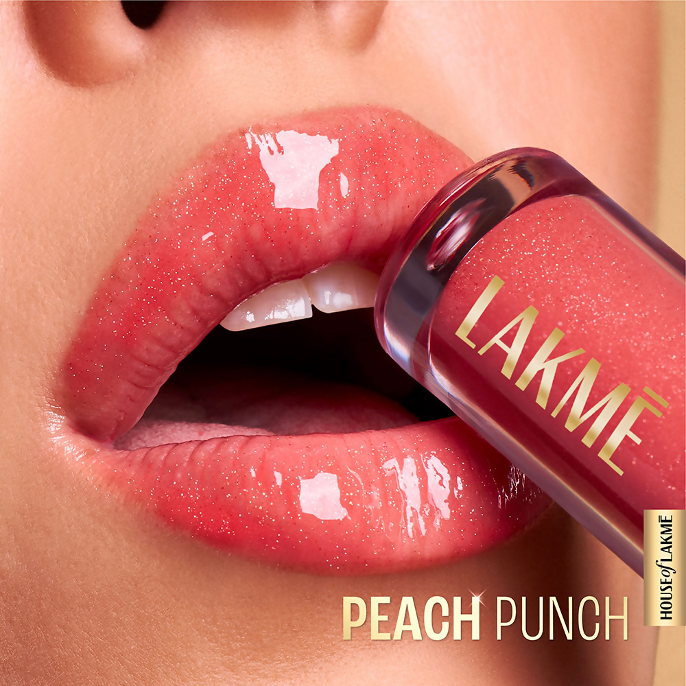 Lakme Glitterati Lip Glaze - Peach Punch | Grocsy