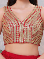 Joban Fashion Women Sequin Dark-Red Stitched Blouse | Grocsy