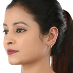 AanyaCentric Gold-Polished Mangalsutra with Pendant, 2 Pair Earrings