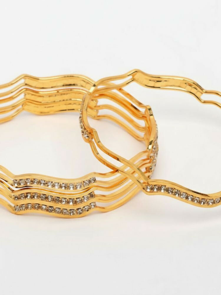NVR Women Set of 4 Gold Plated CZ Stone Bangle | Grocsy