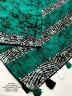 Arfa Fashion House Rama Pure Chanderi Cotton Batik Printed Saree | Grocsy