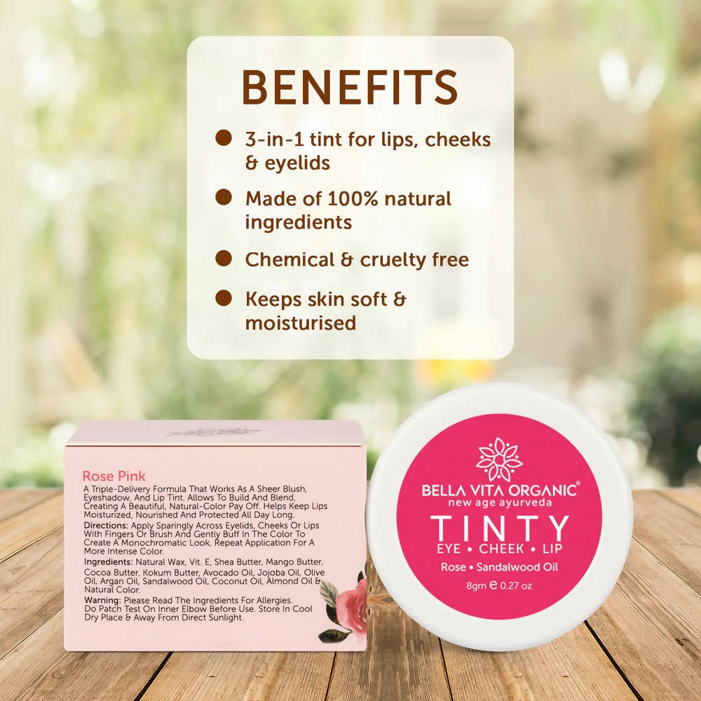 Bella Vita Organic Rose Pink 3 in 1 Tinty Blush | Grocsy