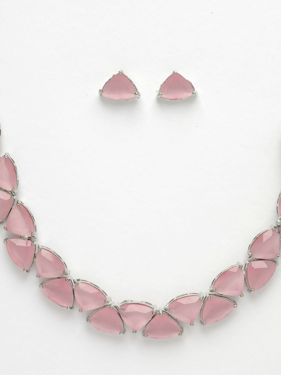 NVR Women's Pink Artificial Stones Studded Handcrafted Jewellery Set | Grocsy