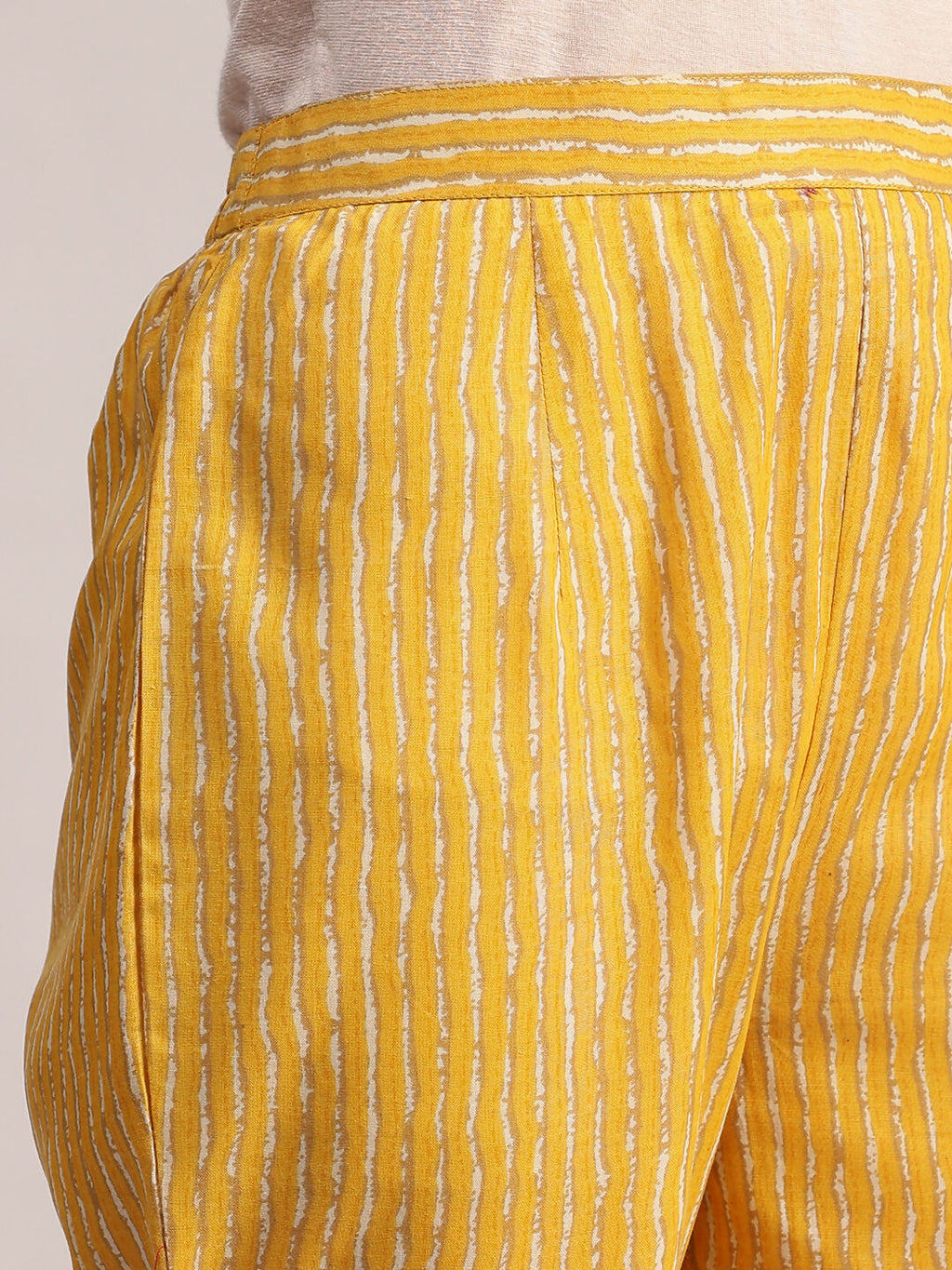 Aavyora Women Yellow Floral Printed Kurta with Striped Pants & Dupatta Set | Grocsy