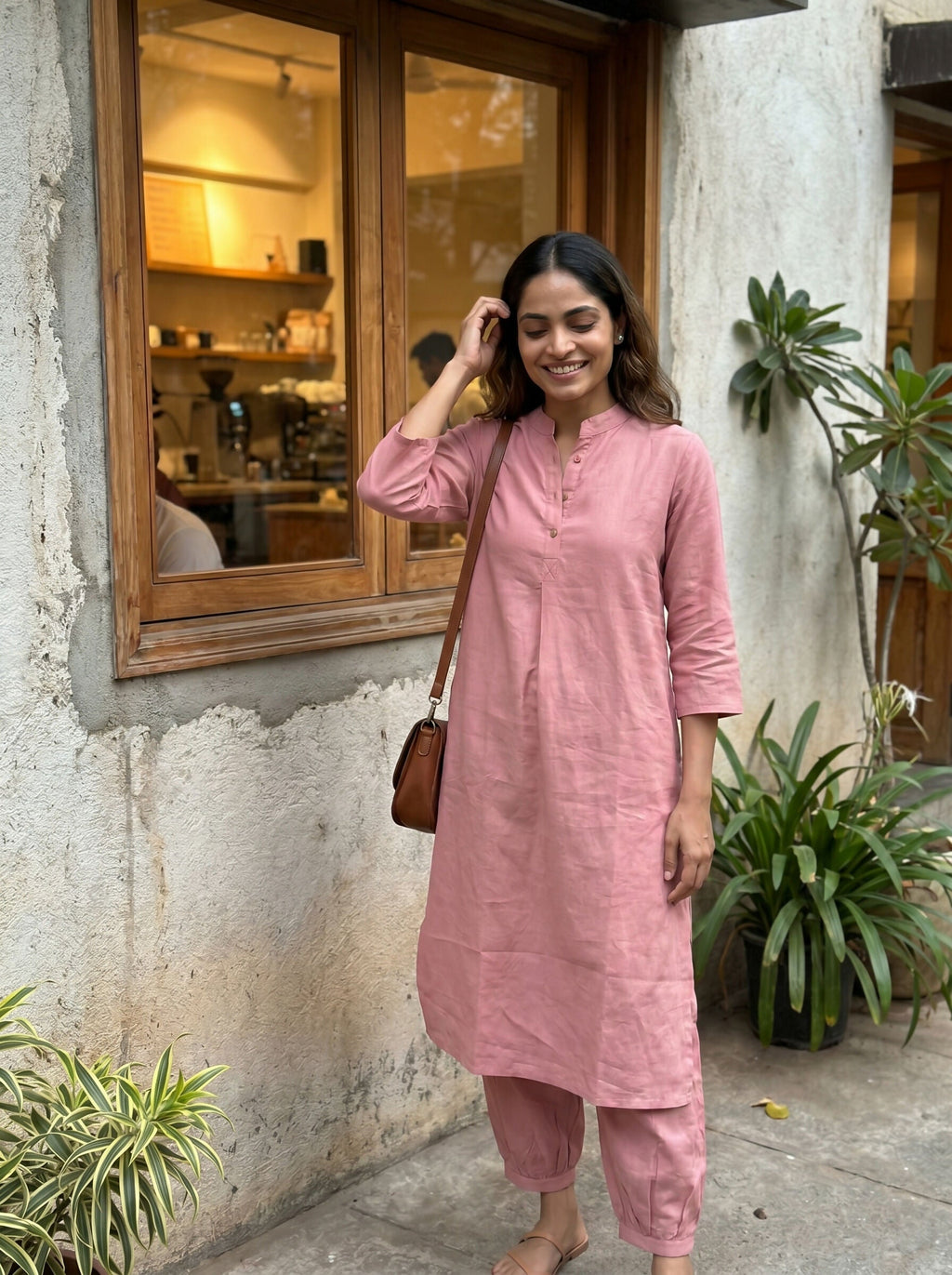 Gharana India Aira Peach Cotton Co-ord Set | Grocsy