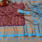 Vamika Purple Printed Art Silk Saree | Grocsy