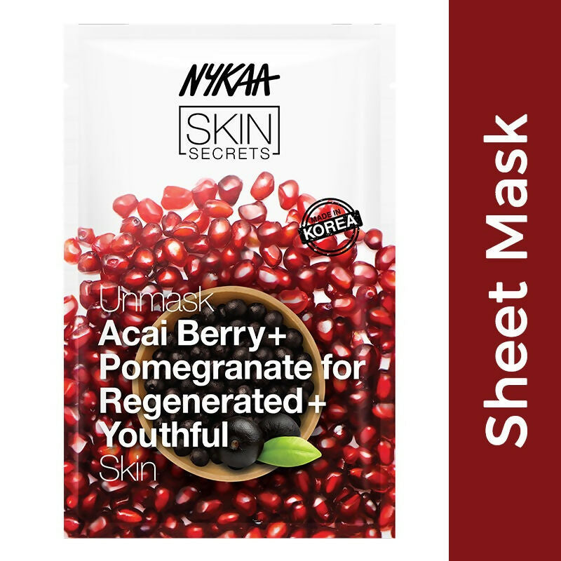Nykaa Skin Secrets Exotic Indulgence Acai Berry + Pomegranate Sheet Mask For Youthful Skin | Grocsy
