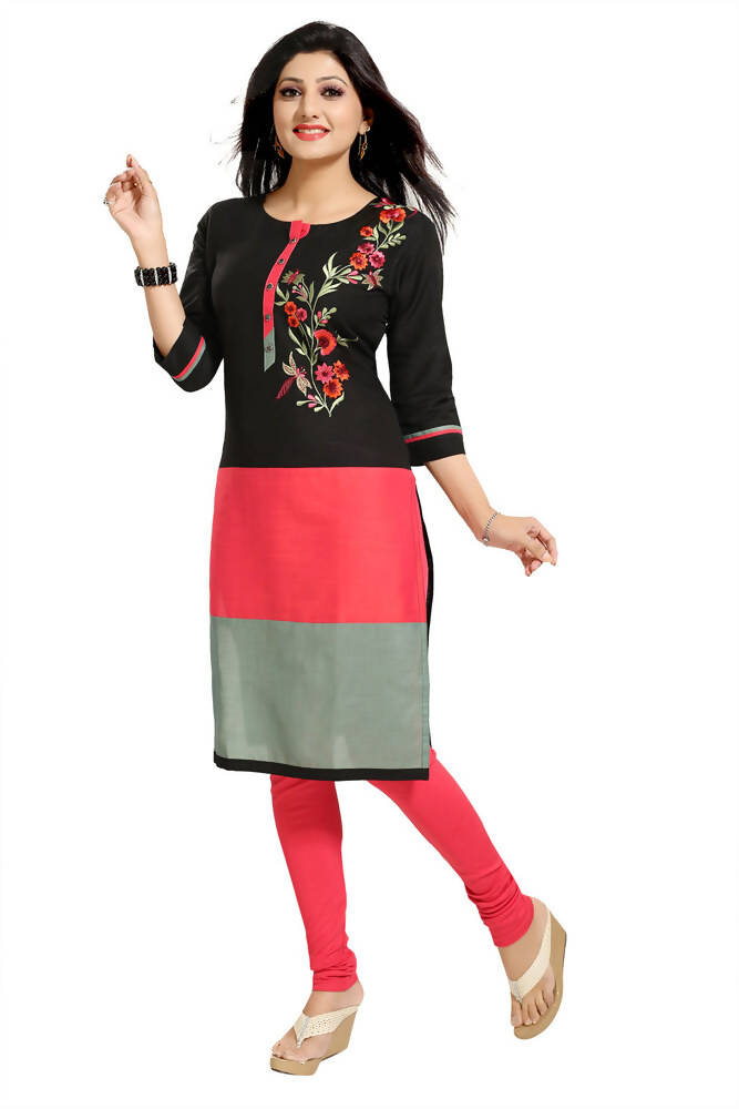 Snehal Creations Pristine Black Designer Threadwork Tunic | Grocsy