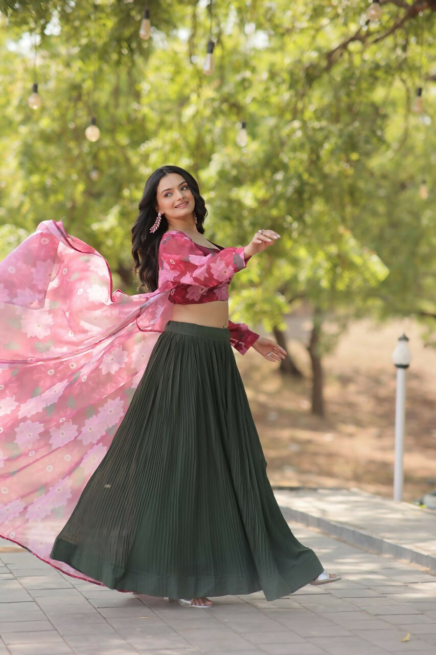 Vastranavya Latest Fancy Party Wear Lehenga Choli With Shrug - Pink | Grocsy