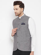 Even Apparels Grey Merino Men Woven Nehru Jacket NJW-PW690 | Grocsy