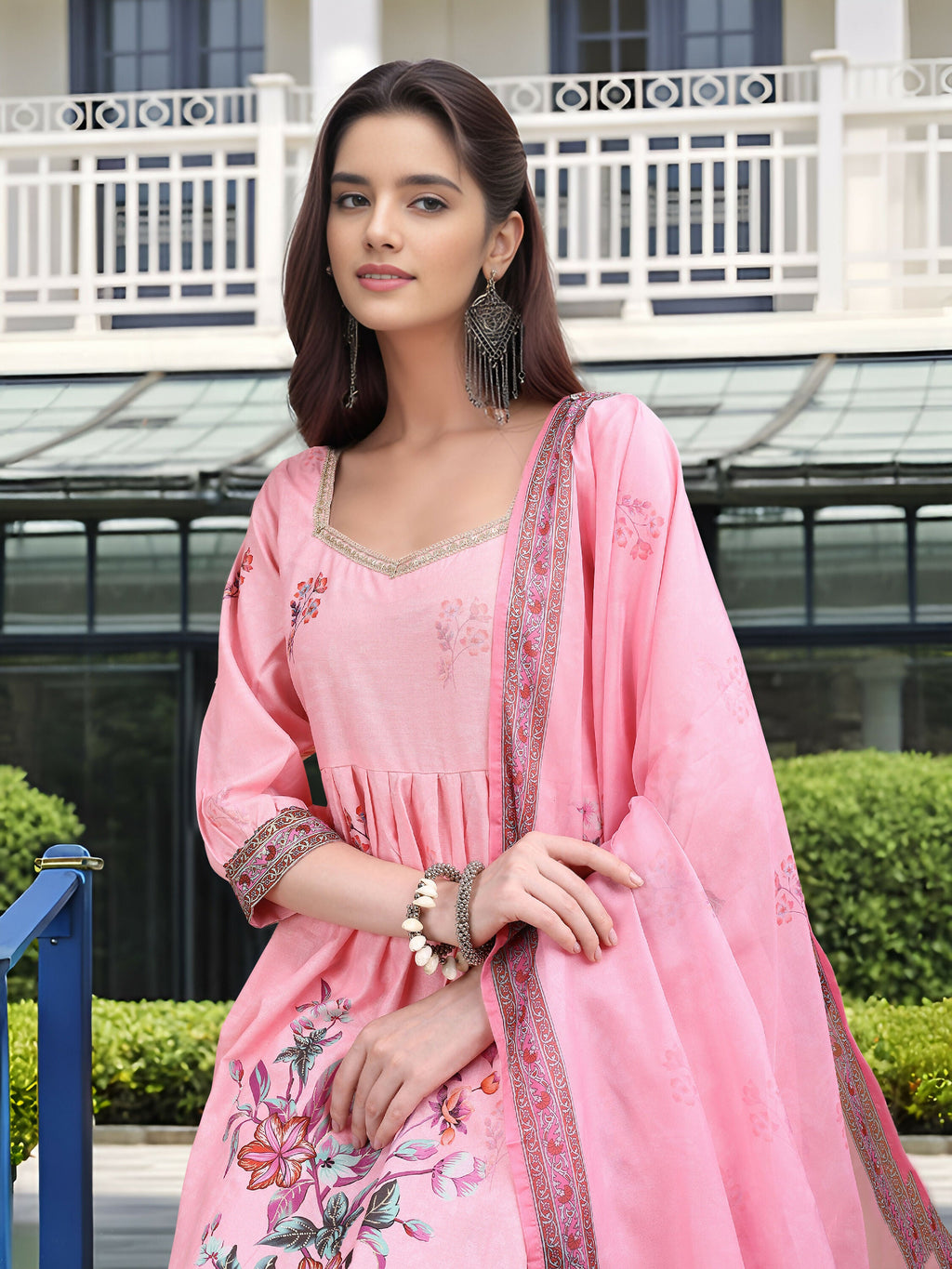 Joban Fashion Pink Position Digital Print With Position Foil Kurta Set | Grocsy