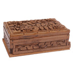 Nizalia Carved Chinar Leaf Handmade Walnut Wood Jewellery Box | Grocsy